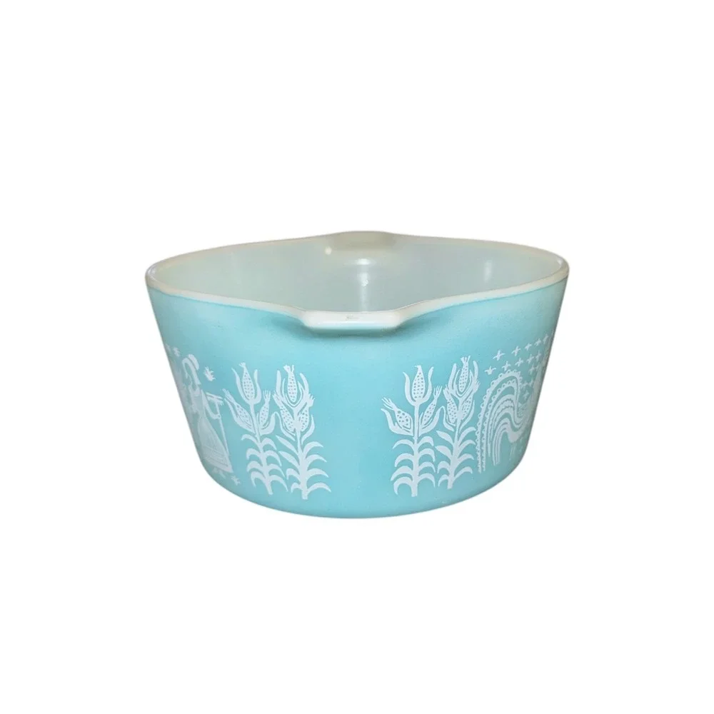 Vintage‎ Pyrex 473 Butterprint Turquoise 1 QT Cinderella Mixing Bowl Amish Print
